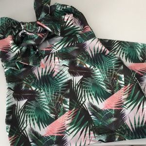 PLT Tropical Strapless Midi Dress.